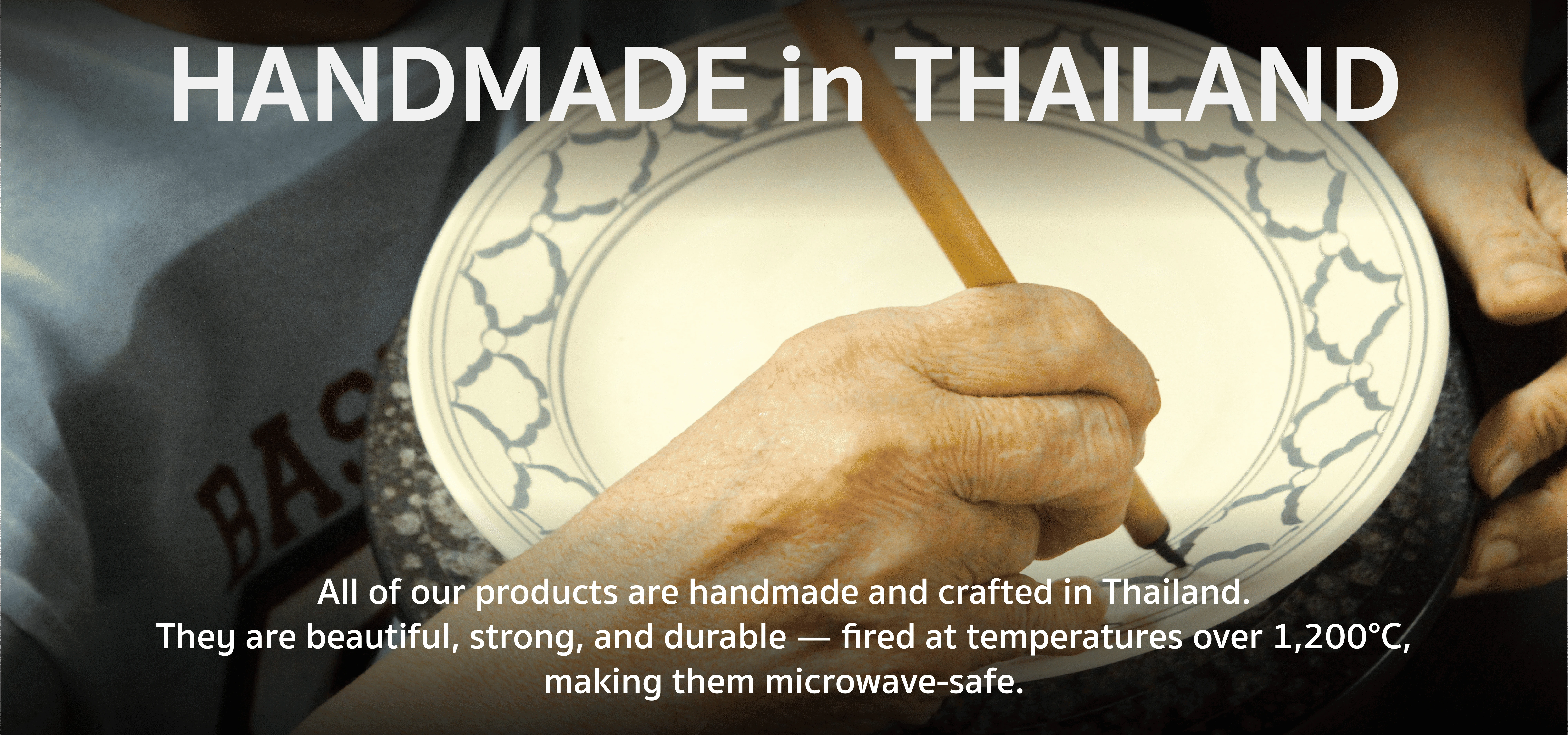 Blue and white ceramic handmade in Thailand